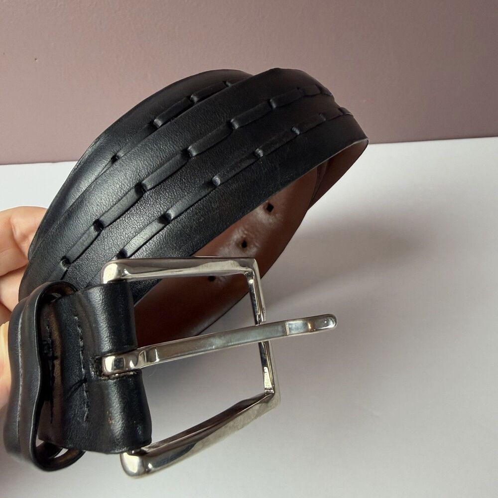 Torino Black Leather Aniline Kipskin Shoulder Men’s Belt Size 38 #61410